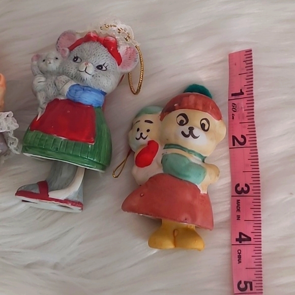 Vintage 70s Jasco Taiwan Porcelain Caring Critters Chimers Ornament Set of Four - Picture 14 of 16